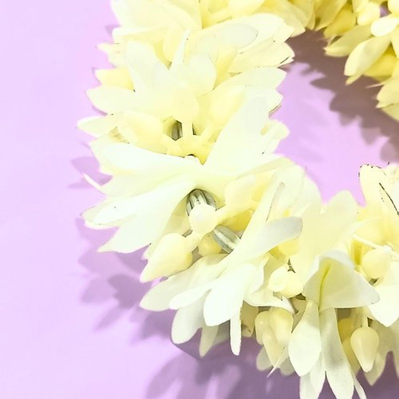 Handmade Artificial Flower Plastic Mogra Gajra Veni Garland for Hair Off White 13 Inch long Juda Bun Realistic Hair Accessory (Design 3, medium)