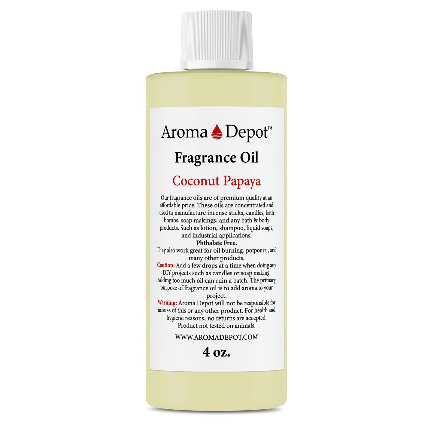 Aroma Depot Cocout Papaya 4 oz. Fragrance Oil I Perfume I Skin Oil I Scented Oil. Great for Candles, Bath Bombs, Body Butters, Creams & Lotions. Few Drops in The Diffuser, Burners, or Warmers.