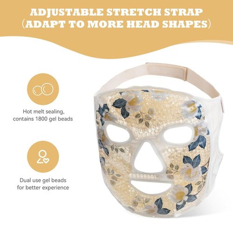LEOSTEP Cooling Face Mask lce Face Mask Gel Beads Hot Cold Compress Pack Frozen Face Masks for Sleeping,Pressure,Puffiness,Headaches ﻿