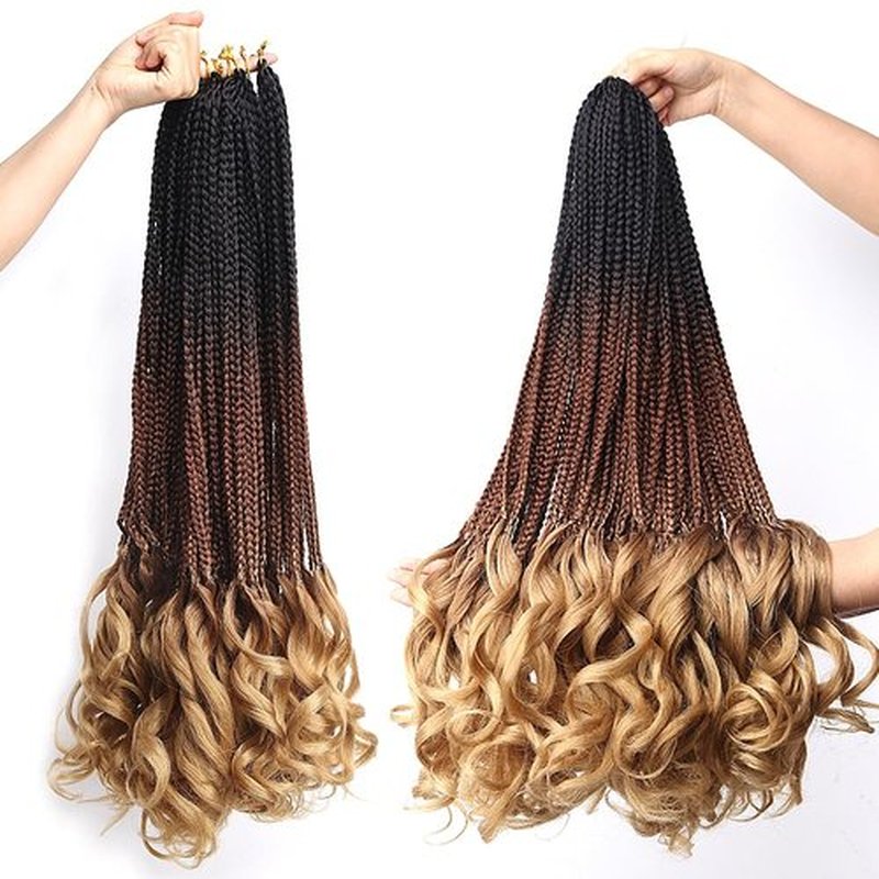 Amir Hair 8 packs French Curly Crochet Braids 26 Inch Goddess Box Braids Crochet Hair Pre Looped With Curly Wavy Ends Synthetic Hair Extensions (26 Inch(pack of 8), C14#)