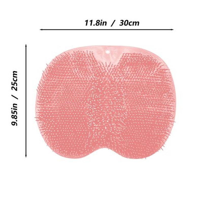 Shower Foot and Back Scrubber Mat,Wall Mounted Shower Foot Scrubber with Suction Cups,Exfoliating Silicone Massage Foot Cleaner for Shower(Pink)