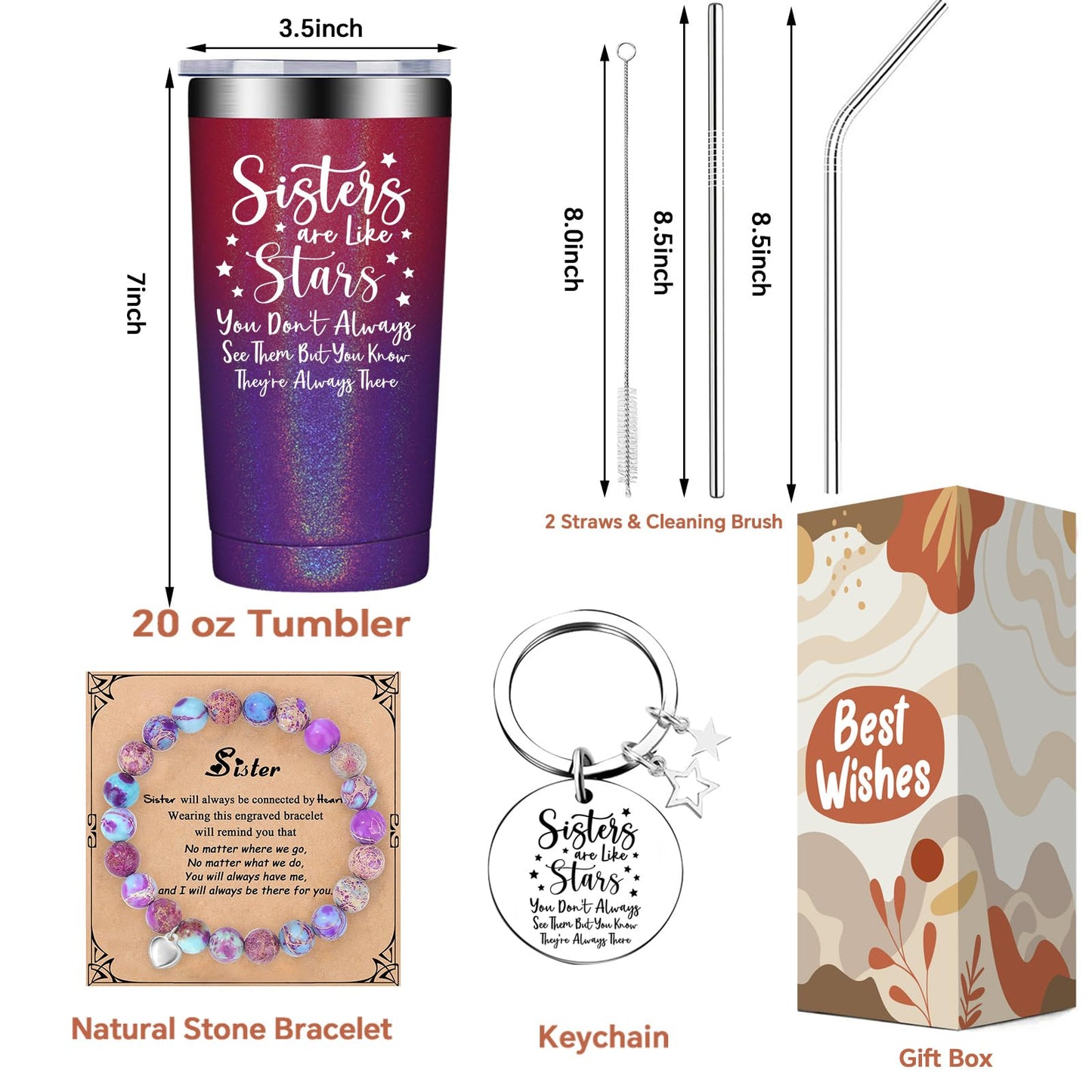 Fufandi Sister Gifts from Sisters - Mothers Day Gifts for sister - Sisters ChristmasBirthday Gift Ideas, Mothers Day Gift - Tumbler Cup