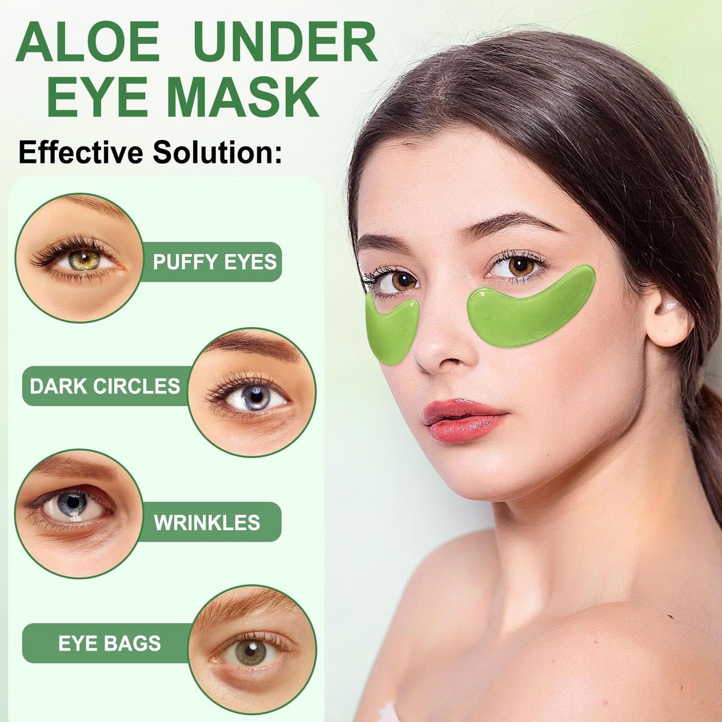 LAVONE Eye Mask - 30 Pairs Aloe Under Eye Patches Skin Care Products - Eye Masks Skincare for Dark Circles and Puffiness, Reduce Wrinkles, Eye Bags and Fine Lines, for Women and Man - Green
