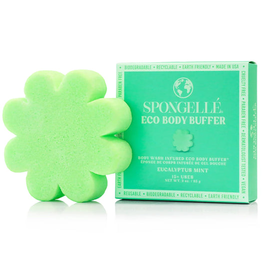 Spongelle Eucalyptus Mint Eco Collection Body Buffer Body Scrubber | Bath & Shower Loofah for Men & Women | Biodegradable, Cruelty-Free, Vegan, Dermatologist-Tested, Made in USA | 15+ uses