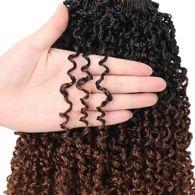 Fovbuty Yanky Twists Crochet Braids Hair Bohemian Ombre Brown Small Passion Twists Hair Senegalese Spring Twist Crochet Hair with Curls Synthetic Marlybob Crochet Braids Hair Extensions 1B/30#-9pack