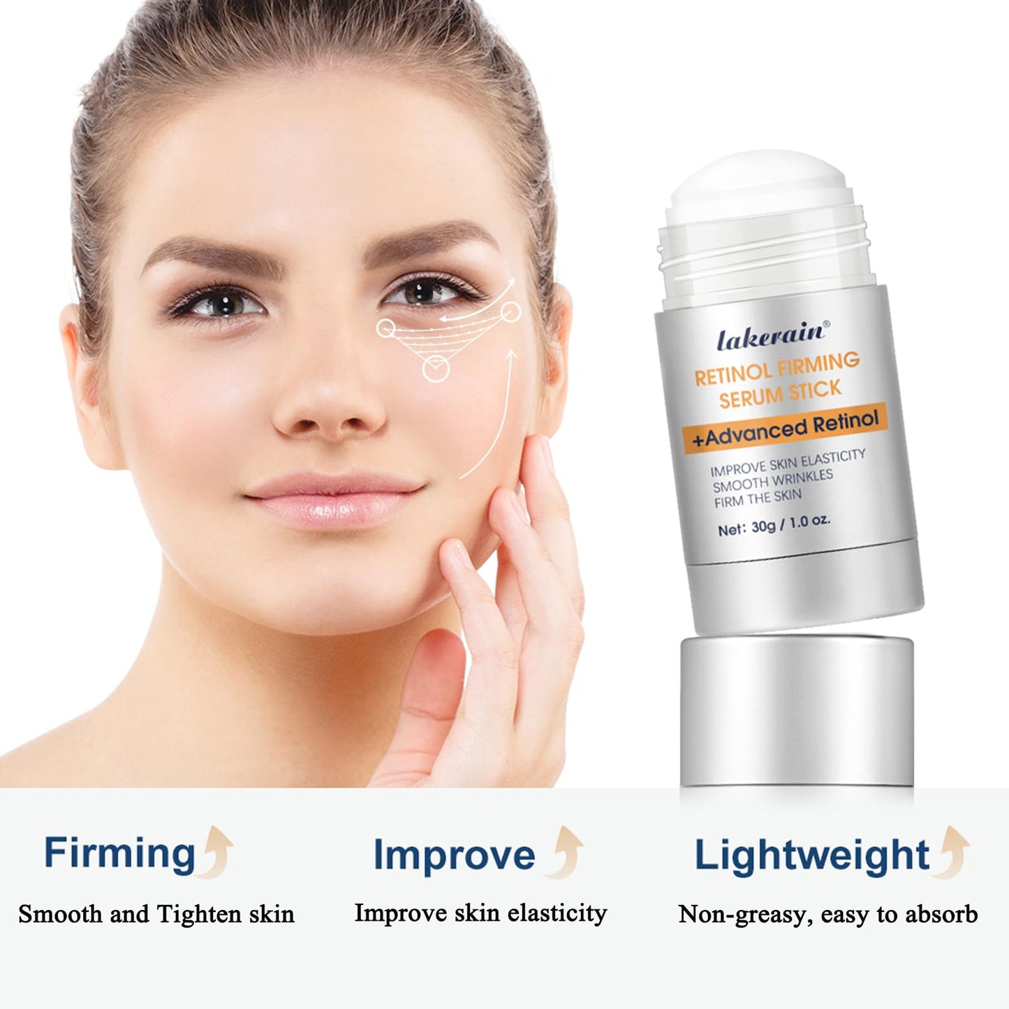Advanced Retinol Firming Serum Stick, Retinol Face Stick Visibly Tight and Firm Wrinkles, Nourishing Anti-aging Repair Cream Smooth Tighten & Firm Face Neck