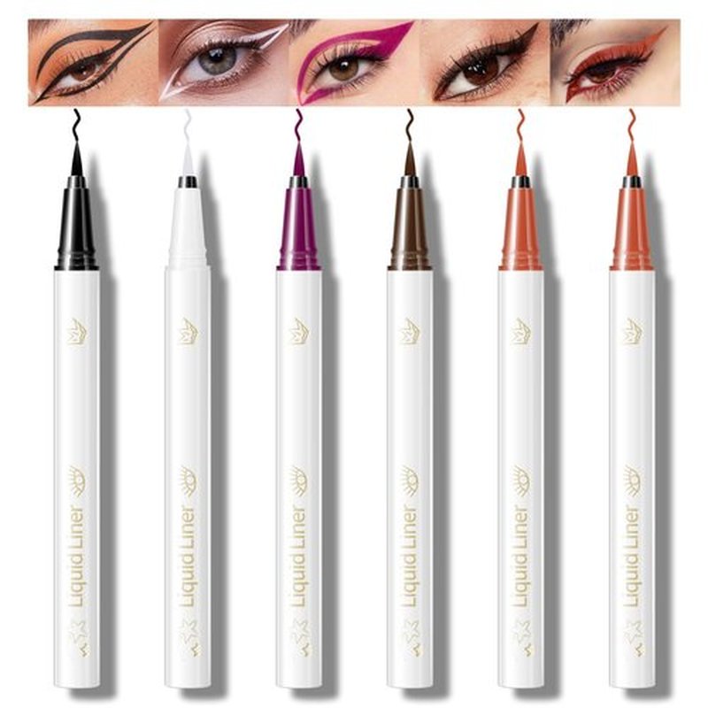 KYDA 5 Colors Liquid Eyeliner Kit, Matte Liquid Eyeliner Set, Lasting Tinted Eyeliner with Fine Brush Tip, Waterproof Smudge-Proof, Colorful Eyeliner Makeup Gift, 6 Pcs, Set D