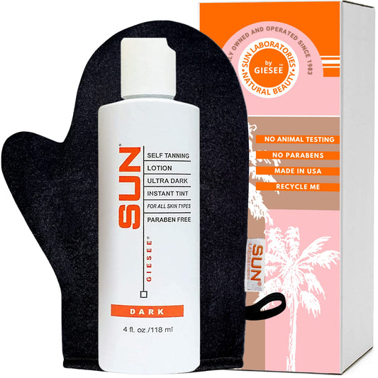Sun Laboratories Ultra Dark Self Tanning Lotion - Long-Lasting Formula with Tanning Mitt | Instant Sunless Tan for Face & Body