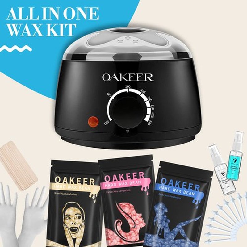 OAKEER Wax Warmer Kit for Women Men, Hair Removal Wax Warmer with 6 Bags Wax Beans Body Waxing for Eyebrows Nose Cheeks Arms Bikinis, Upgraded Waxing Kit for Home Use, Salon Quality and Time Guarantee