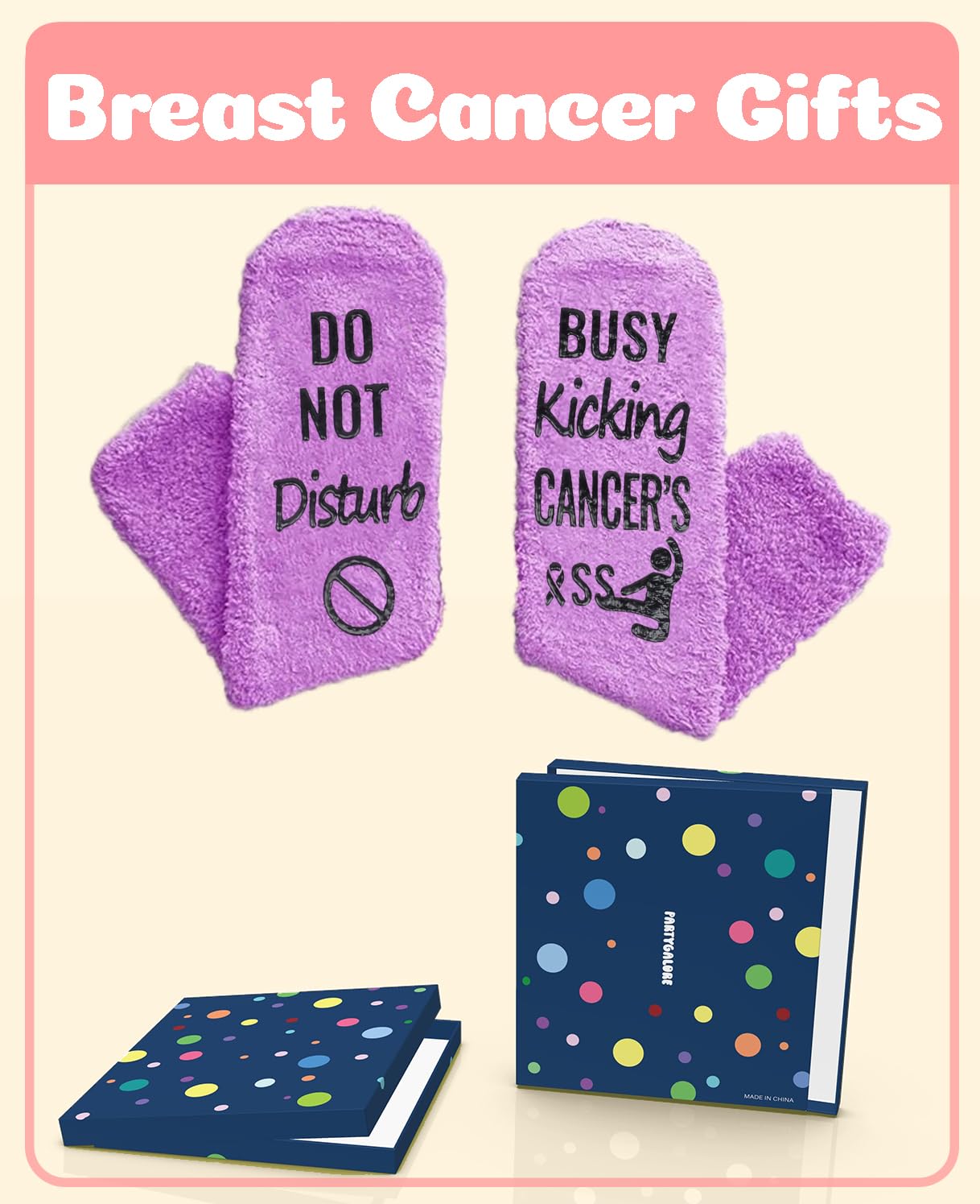 Breast Cancer Socks Gifts for Women - Chemo Survivor Comfort Care Gifts Cancer Awareness Accessories for Cancer Patients