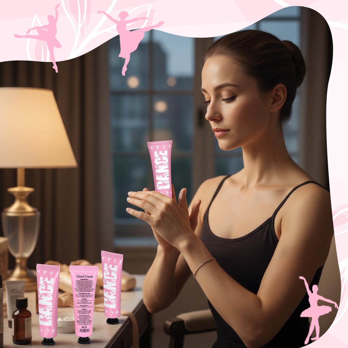 Loopeer 24 Pack Dance Themed Hand Cream Bulk Dancer Team Gifts Dance Competition Recital Party Favors Ballet Mini Hand Lotion Moisturizing for Women Dancing Graduation Teacher Ballet Ballerina Lovers