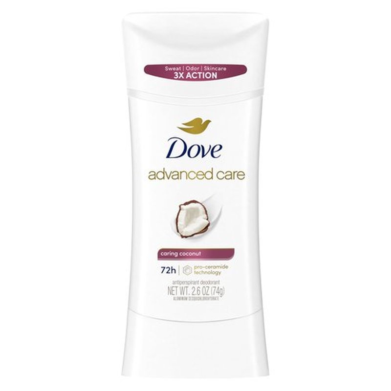 Dove Advanced Care Antiperspirant Deodorant Stick Caring Coconut for Helping Repair Skin Barrier After Shaving, with 72-Hour Sweat & Odor Protection, 2.6 oz