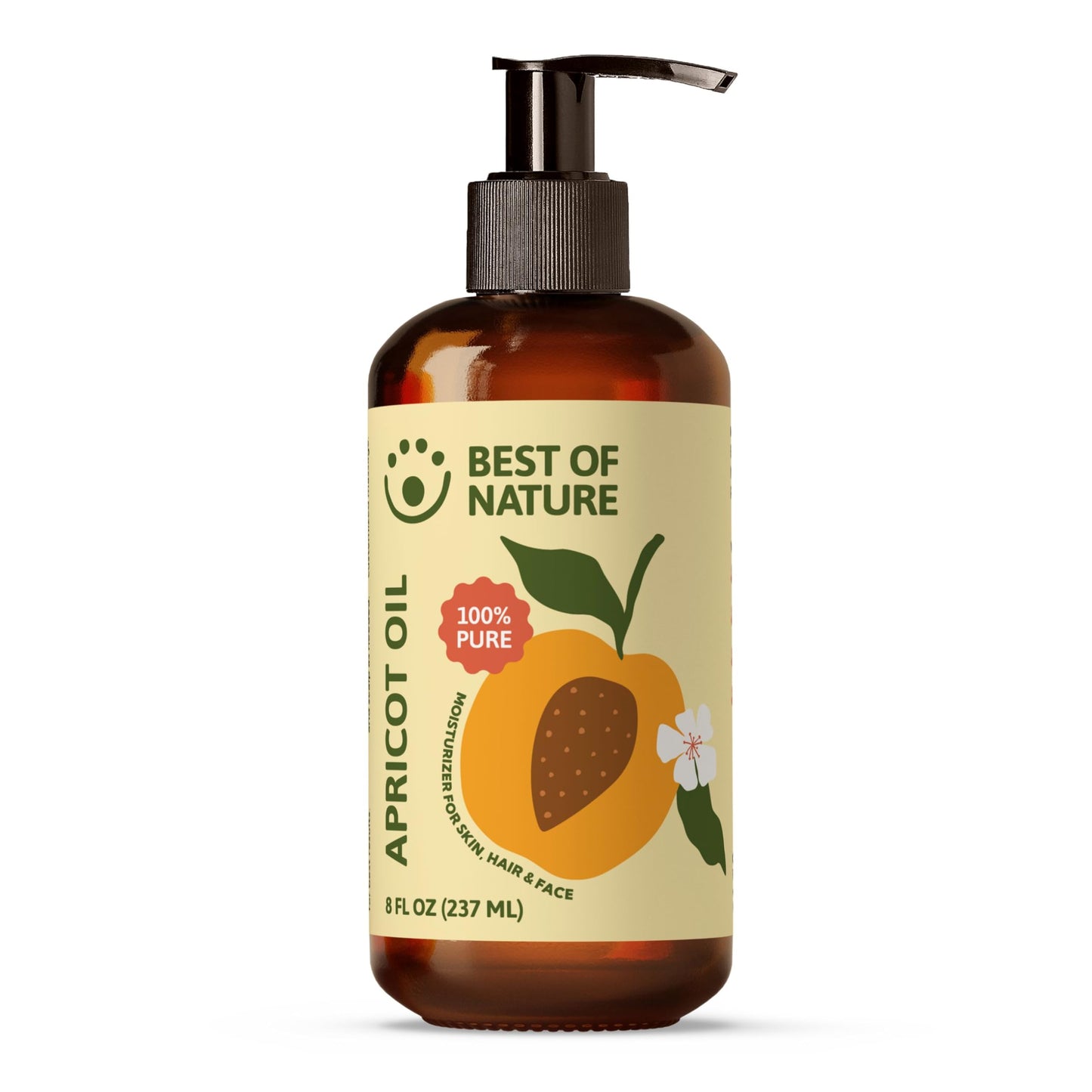 Best of Nature 100% Pure Apricot Kernel Oil – Lightweight Unscented Massage & Body Oil for Skin, Face & Hair – Carrier Oil for Essential Oils & Aromatherapy – 8 fl oz