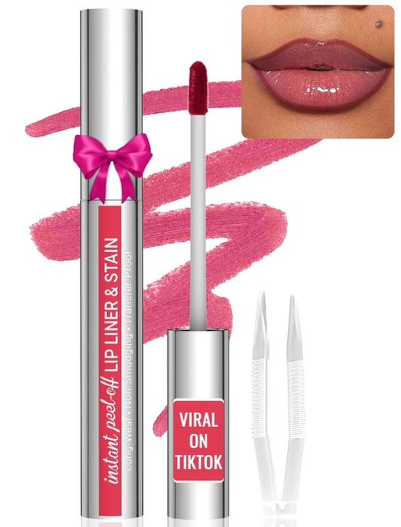 Lip Liner - Lip Liner Stain, Peel Off Lip Liner Tattoo, Long Lasting Lip Stain Peel Off with Natural Finish, Easy to Use, Waterproof, Smudge-proof, Transfer-proof, Highly Pigmented Color, Mauve
