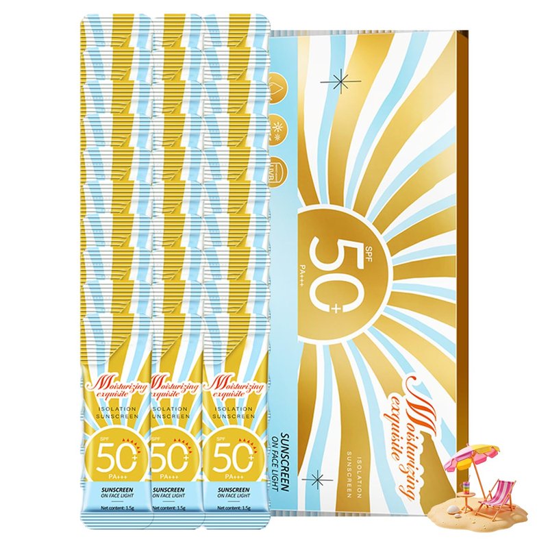 Mini Sunscreen SPF 50+ | 30 Pack Travel Size for Face & Body - Waterproof, Lightweight, Non-Greasy