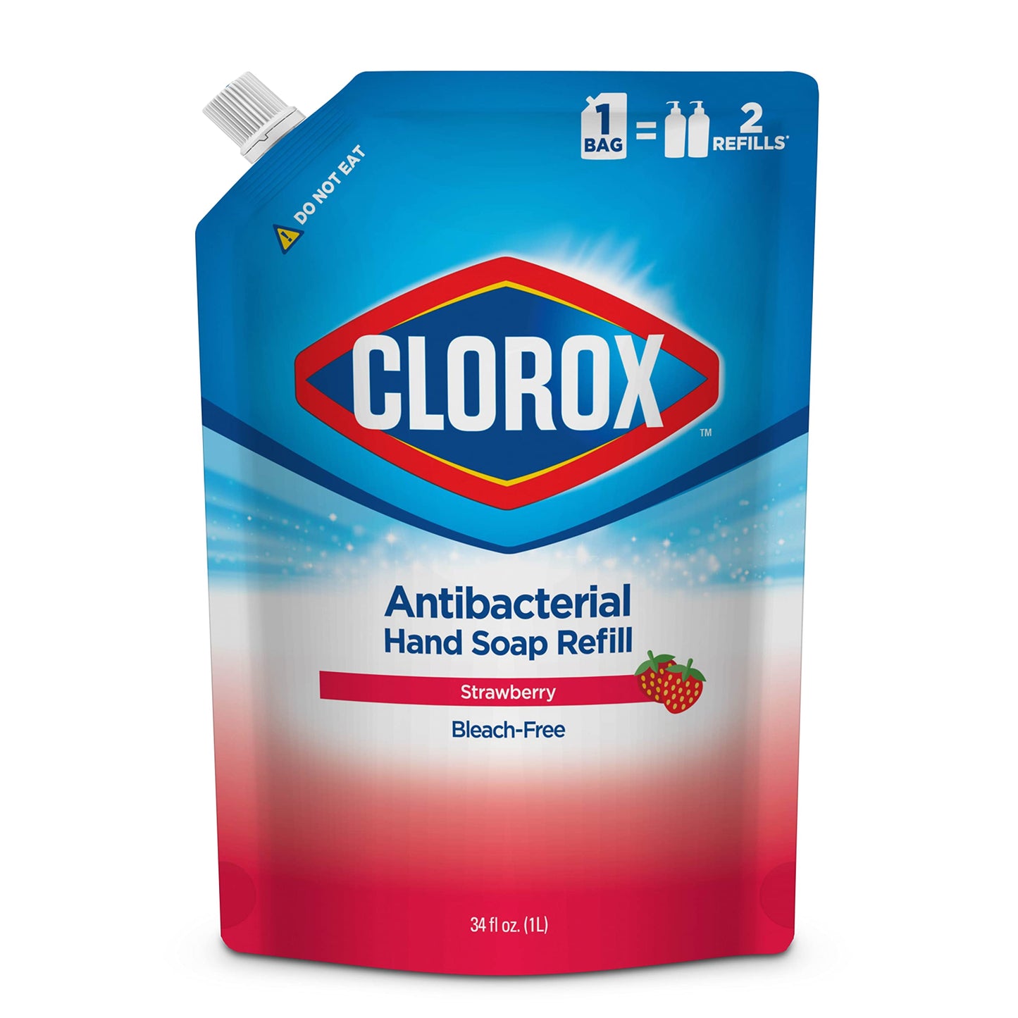 Clorox Antibacterial Liquid Hand Soap Refill, Strawberry Scent - Scented Antibacterial Hand Wash for Bathroom or Kitchen That Washes Away Dirt and Keeps Hands Soft, 34 Fl Oz
