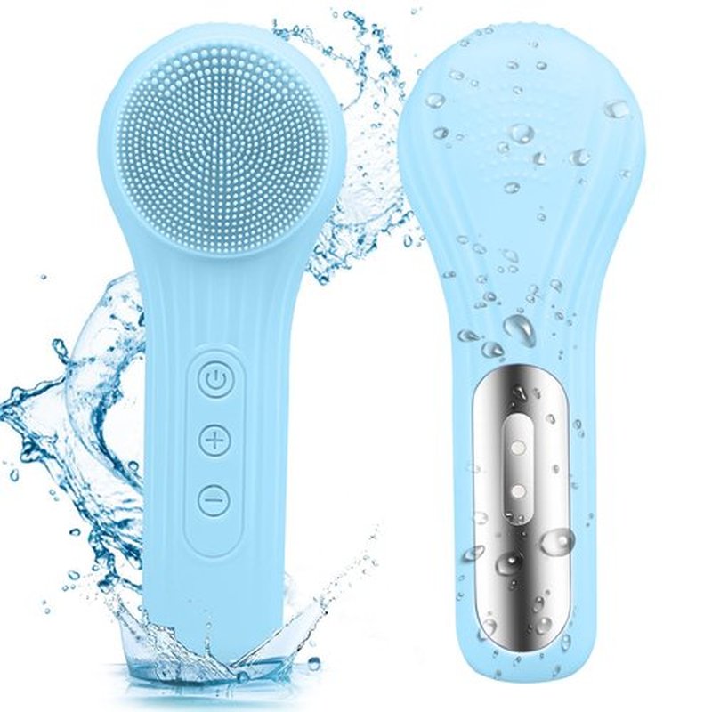 Feoflen Silicone Face Scrubber Exfoliator, Silicone Face Wash Brush for Men & Women, Ipx7 Waterproof Rechargeable Facial Cleaner for Deep Cleansing, Exfoliating, Massage Face Scrubber (Sky Blue)