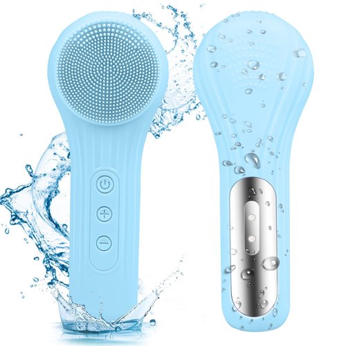 Feoflen Silicone Face Scrubber Exfoliator, Silicone Face Wash Brush for Men & Women, Ipx7 Waterproof Rechargeable Facial Cleaner for Deep Cleansing, Exfoliating, Massage Face Scrubber (Sky Blue)