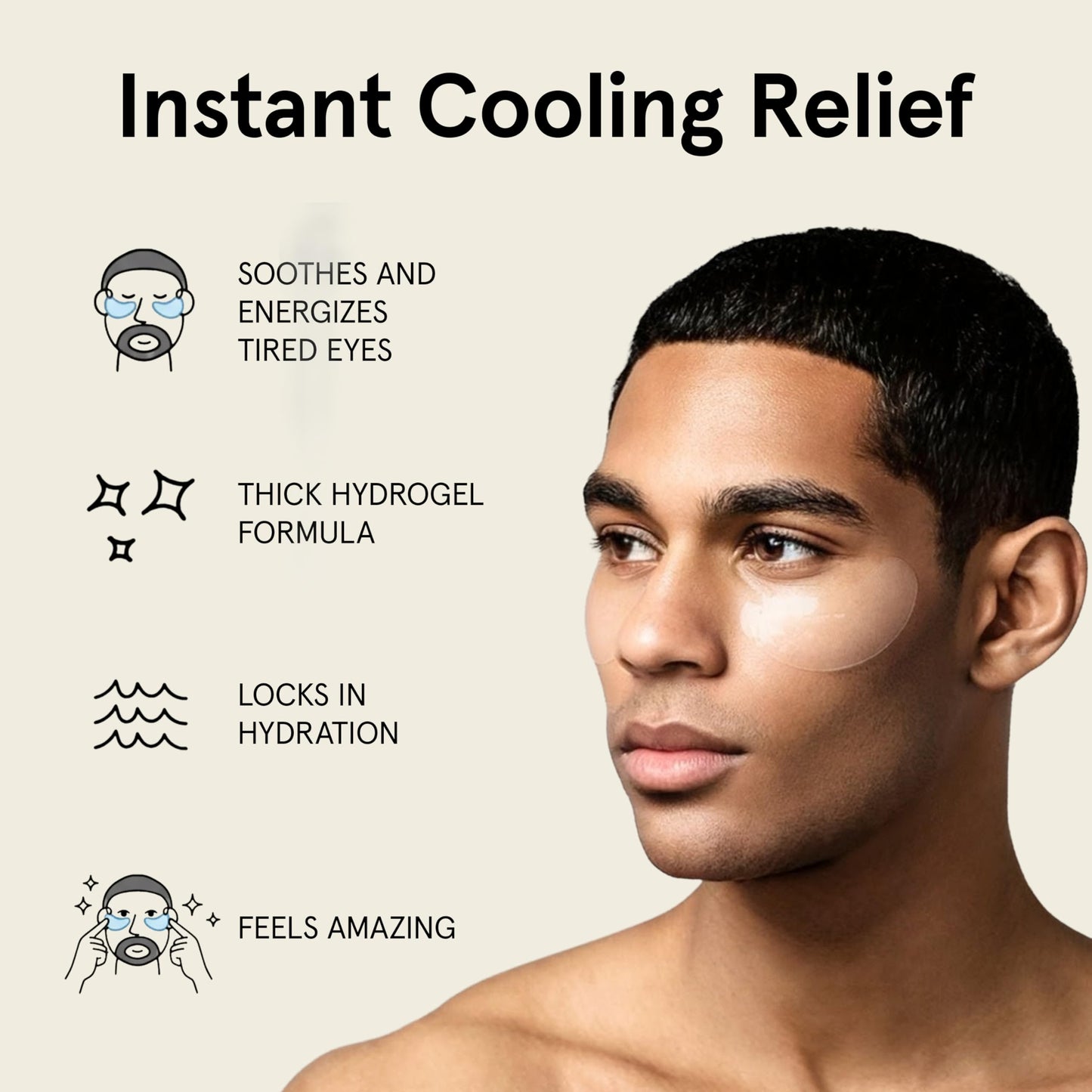 JAXON LANE BRO MASK Under Eye Patches for Men - Cooling Eye Patches for Dark Circles and Puffiness with Caffeine, Niacinamide, Hyaluronic Acid (2 x 6 Pairs)