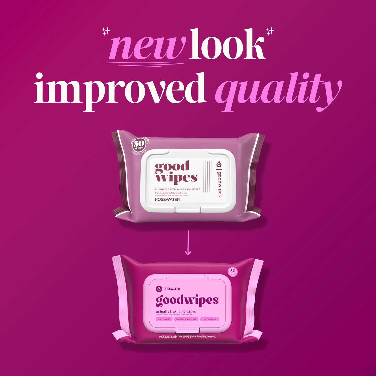 goodwipes Flushable Wipes Bulk Pack, Rosewater Adult Wet Wipes for Women & Men, Sewer & Septic Safe, Toilet & Bathroom Essentials, Extra Large, 418 Count (8 Packs and 1 Travel Pack)