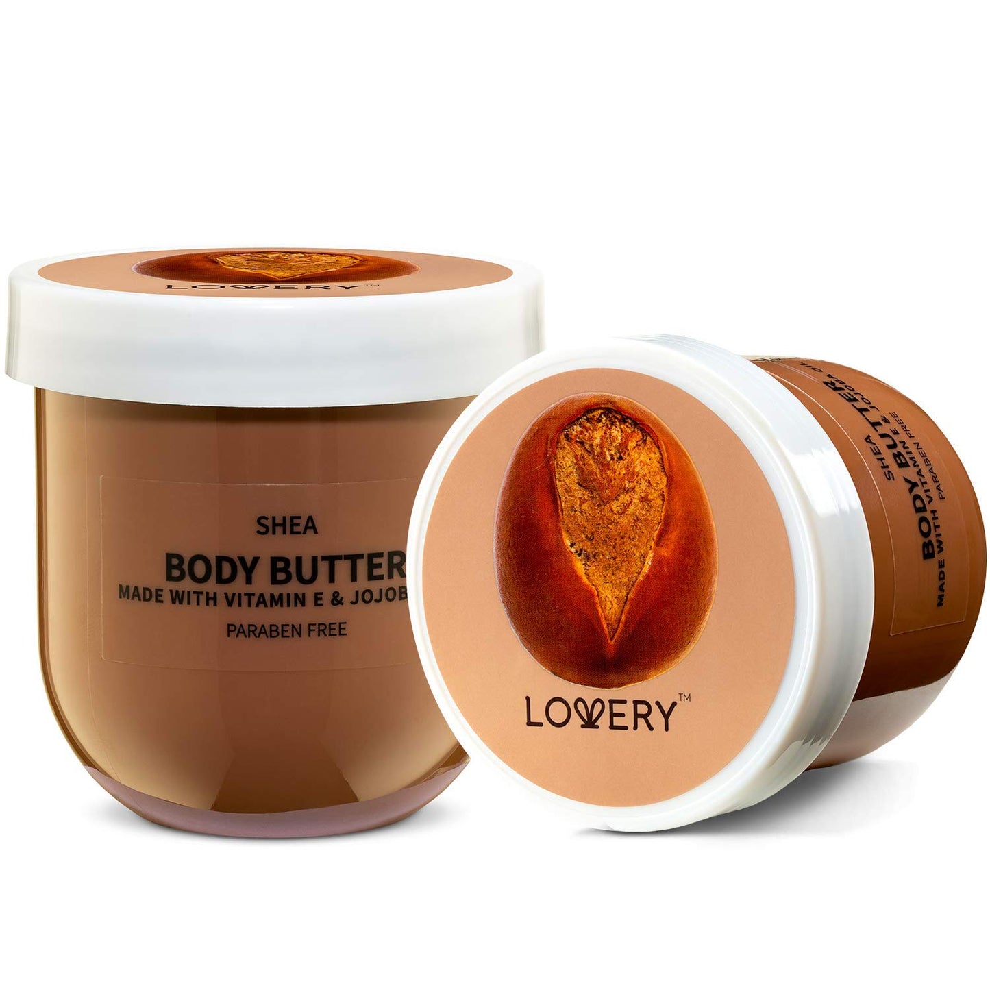 LOVERY Shea Whipped Body Butter, 6oz Ultra-Hydrating Shea Butter Body Cream Enriched with Jojoba Oil and Vitamin E, Natural Skin Moisturizer for Men & Women for Sensitive, Normal, Dry Skin