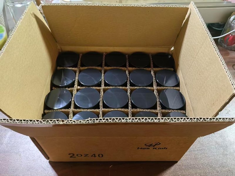 Amber Glass Jars - 2oz Round Airtight Cosmetic Containers | 40 Pack with Black Lids for Lotions & Powders