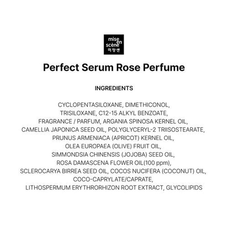 Mise En Scene Perfect Rose Perfume Serum - Korean Hair Essence with Rose Scent, Argan Oil for Damaged Hair Care, 2.70 fl. Oz