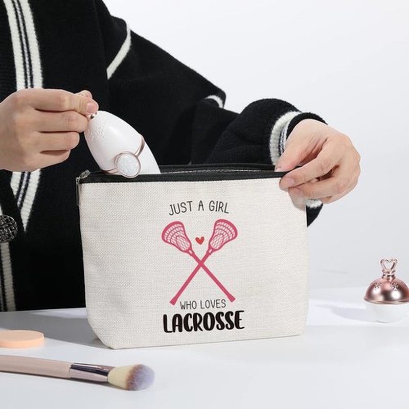 kdxpbpz Lacrosse Gifts Lacrosse Makeup Bag Gifts for Lacrosse Moms Sports Players Team Birthday Gifts for Women Friend Sister BFF Bestie