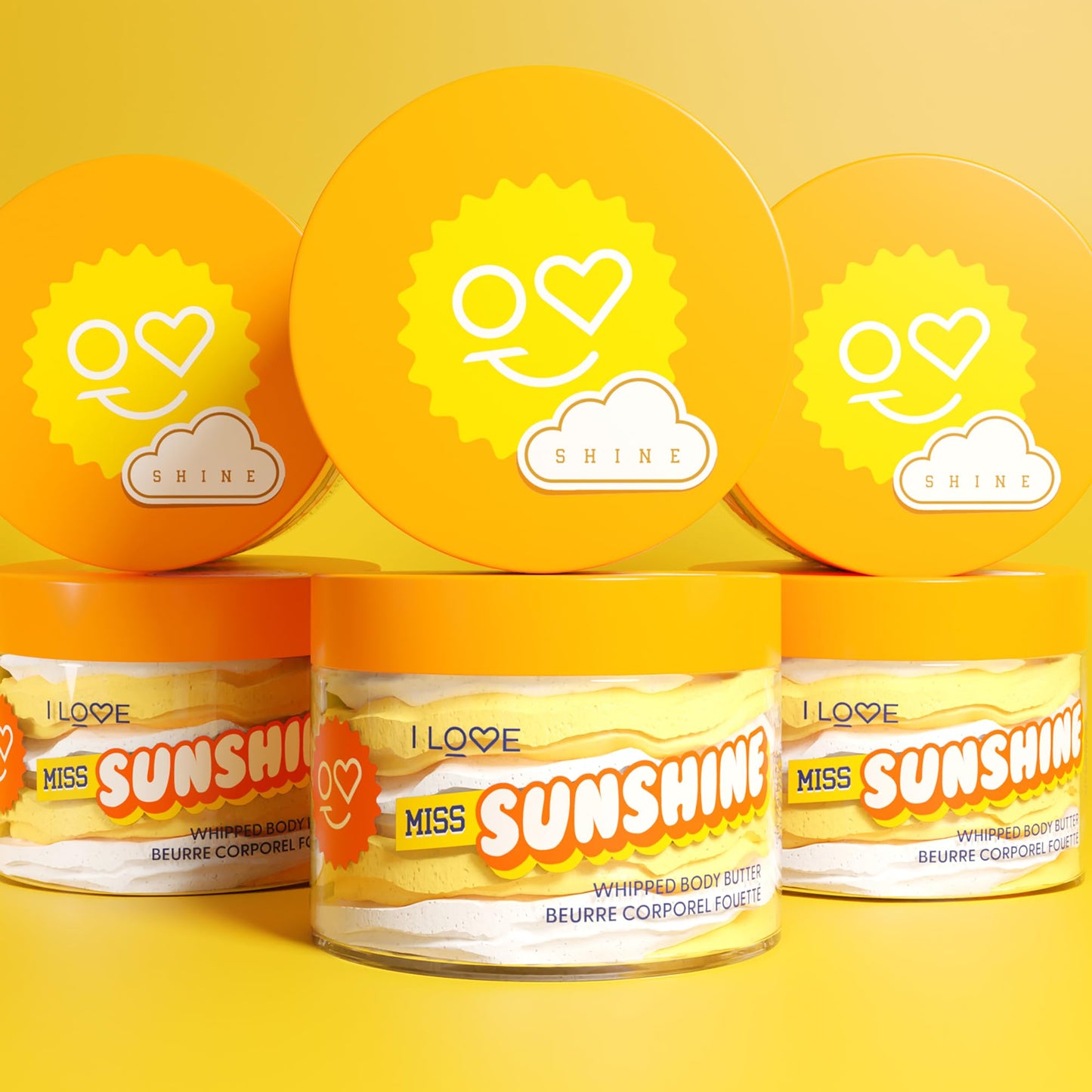 I LOVE Cosmetics Miss Sunshine Whipped Body Butter - Body Moisturizer for Women - Shea and Cocoa Butter, Avocado Oil - Vanilla Caramel Scent - 8.5 oz