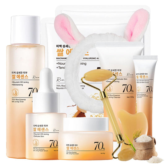 INSEEK Rice Skin Care Set for Women, Moisturizing Face Routine Set, Deep Hydration and Refined Skin, Supports a Soft Feel, Fresh Balanced Look, Skincare Gift Sets for Birthday Christmas