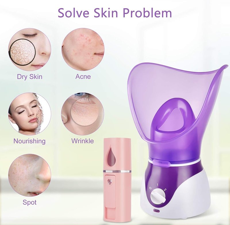 Nano Facial Steamer - Portable Face Steamer for Deep Cleaning & Clogged Pores | Includes Blackhead Remover Kit & Brush