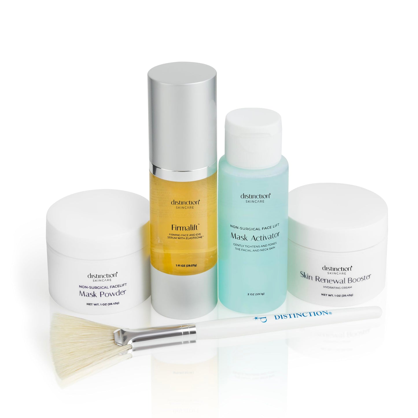 Distinction Skincare Kit with Face Serum, Cream, Mask & Powder Set w/ Brush