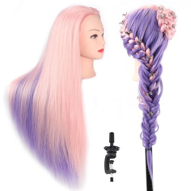 Stancia 24’’-26’’ Doll Head for Hair Styling, Mannequin Head for Practicing Braiding, Synthetic Fiber Hair, Hair Styling Mannequin Head with Hair, Manikin Cosmetology Doll Head (Table Clamp Included)
