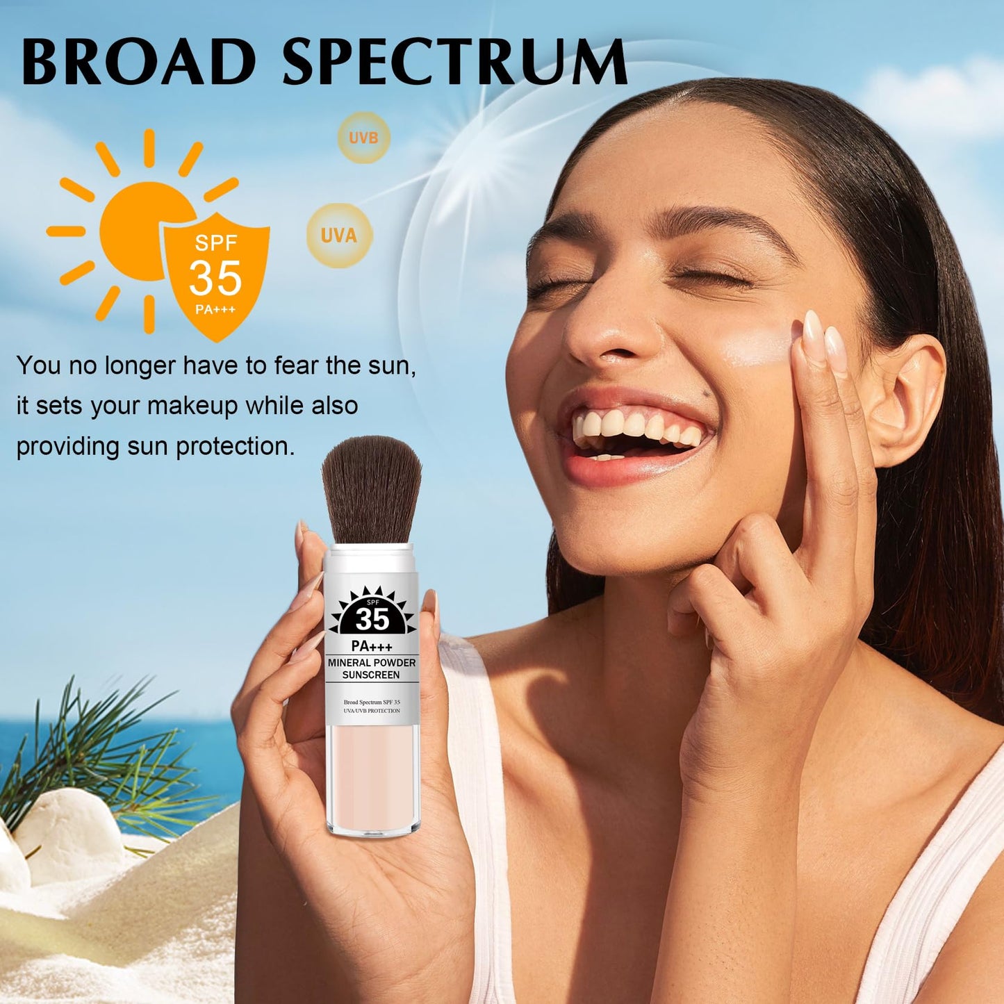 IONSGAKO Mineral Powder Sunscreen SPF 35 Setting Powder for Face, Pink