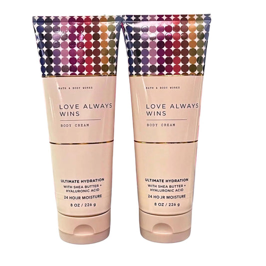 Bath & Body Works Body Cream, 8oz Each, Set of 2 - Aloe, Vitamin E, Shea (Love Always Wins)