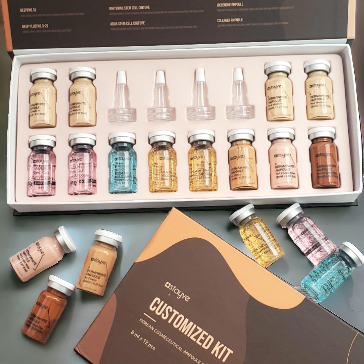 Stayve Customized Kit Korean Skin Booster Serums with Pigments & Actives - 12 Vials