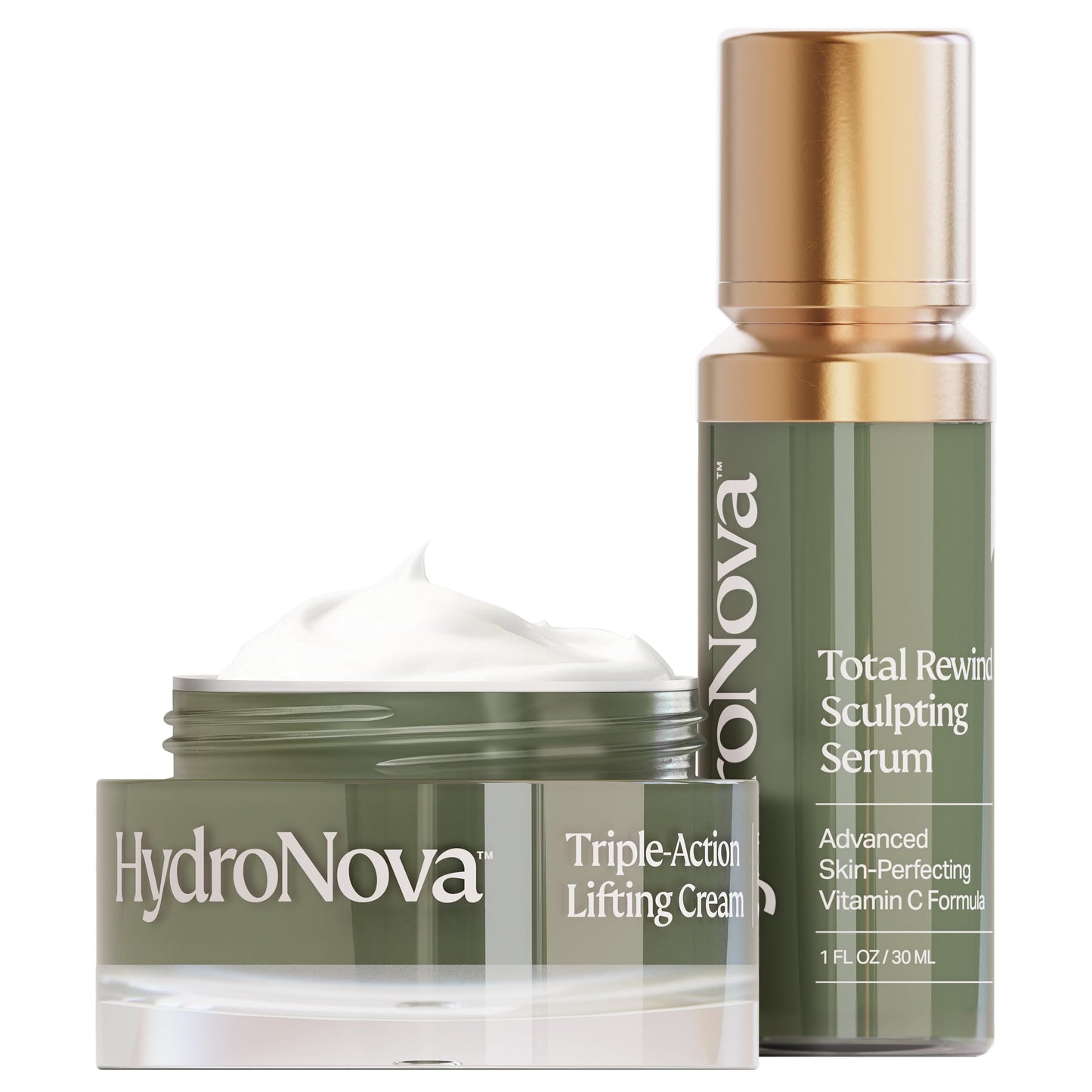 HYDRONOVA Skincare Bundle: Anti-Aging Face & Neck Cream + Total Rewind Sculpting Serum – Skin-Firming, Wrinkle-Reducing Moisturizer & Line-Smoothing Dark Spot Corrector