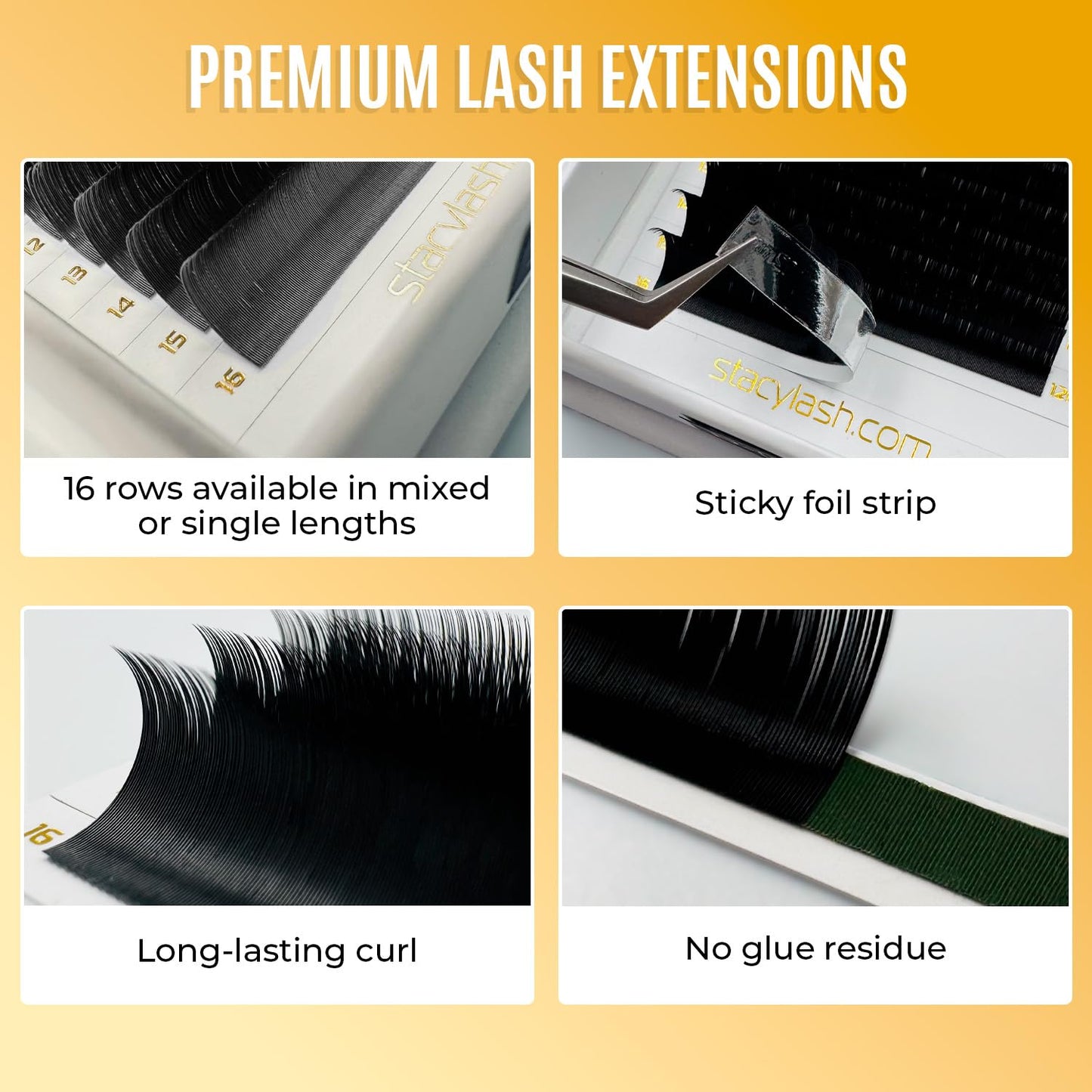 Individual Lashes Semi Permanent Mink Lashes by STACY LASH | Volume & Classic Lash Extensions | C Curl Eye Lashes | Eyelash Extension Supplies for Lash Tech | 16-Rows Lash Tray | C-0.05-9mm