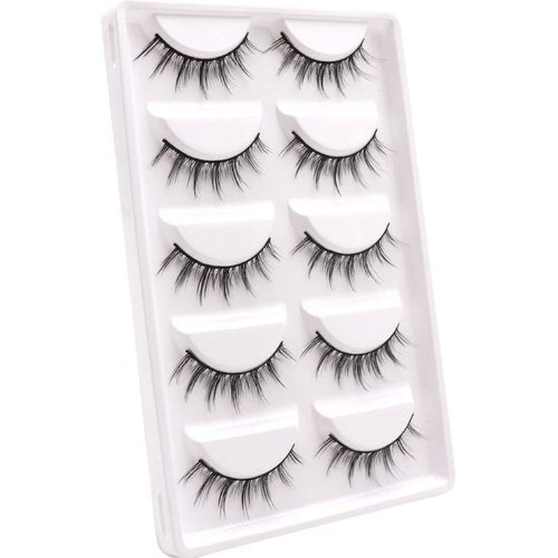 Veleasha Manga Lashes Spiky False Eyelashes 100% Handmade Eyelashes Anime Fake Lashes Lightweight Wispy Lashes 5 Pairs Pack (6D75)