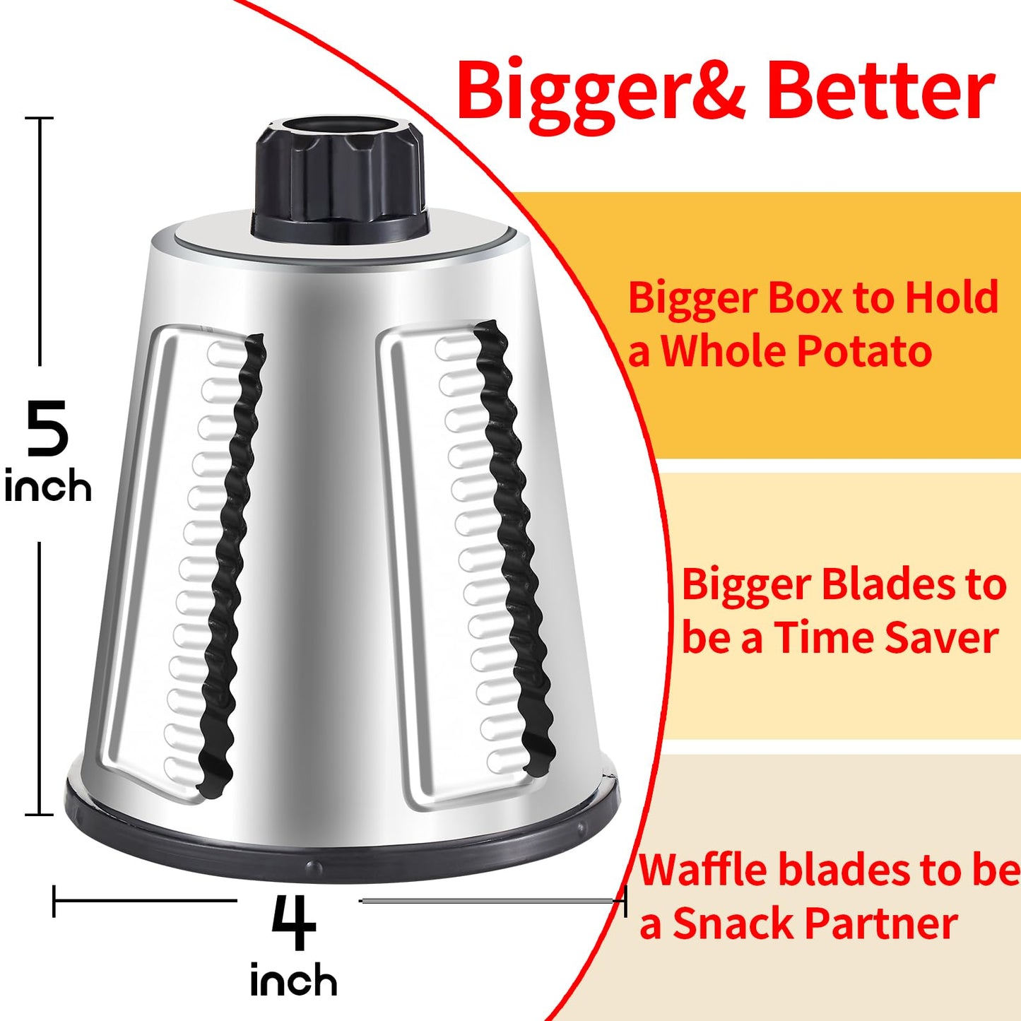 Weltonhm Rotary Cheese Grater with 4 Blades, Hand Crank Cheese Grater with Waffle Slicer, Black and White Cheese Slicer with Suction Base, Easier for Shredding& Grating (White and Grey, 4 Graters)