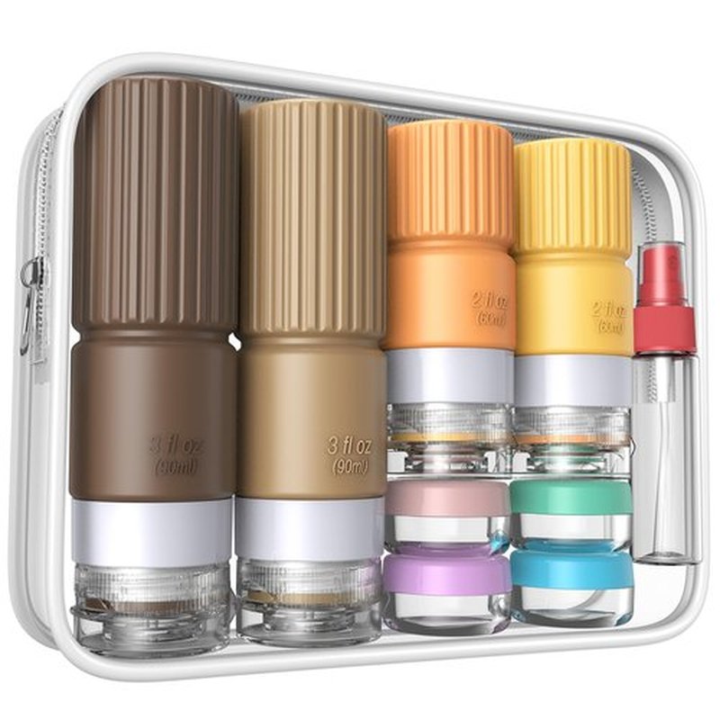 18pes Travel Bottles for Toiletries,TSA Approved Silicone Travel Containers for Toiletries,3oz 2oz Leak Proof Refillable Liqus Shampoo And Conditioner Travel Essentials toiletry Bottles