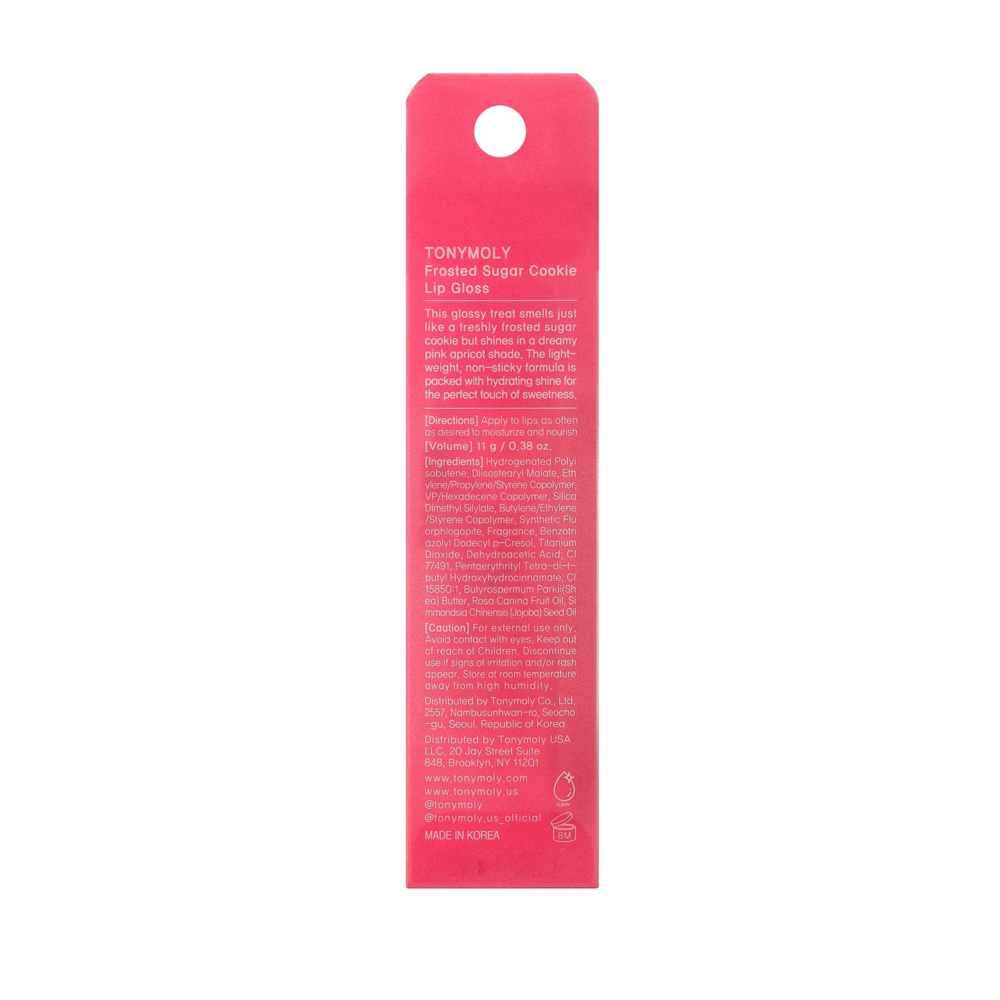 TONYMOLY Frosted Sugar Cookie Lip Gloss Key Chain – Hydrating, Non-Sticky Gloss with Soft Apricot Tint & Golden Shimmer – Holiday Limited Edition