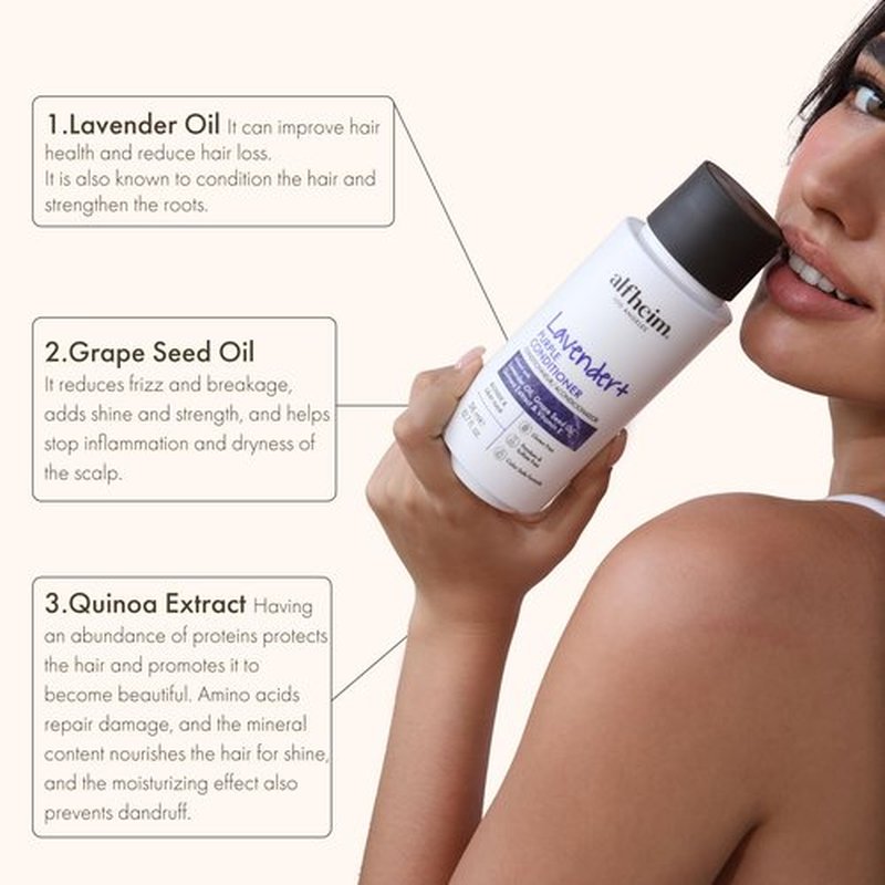 ALFHEIM Lavender PURPLE CONDITIONER for 'Lavender Oil 、Grape Seed Oil、Quinoa Extract&Vitamin E, Paraben-Free, Sulfate-Free Surfactants