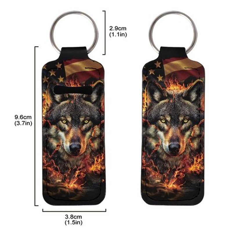 SEANATIVE Wolf Lipstick Holder Lipstick Holder Keychain Sleeve Lipstick Pouch Lip Balm Holder Sleeve Portable Key Chains to hold Travel Daily Accessories