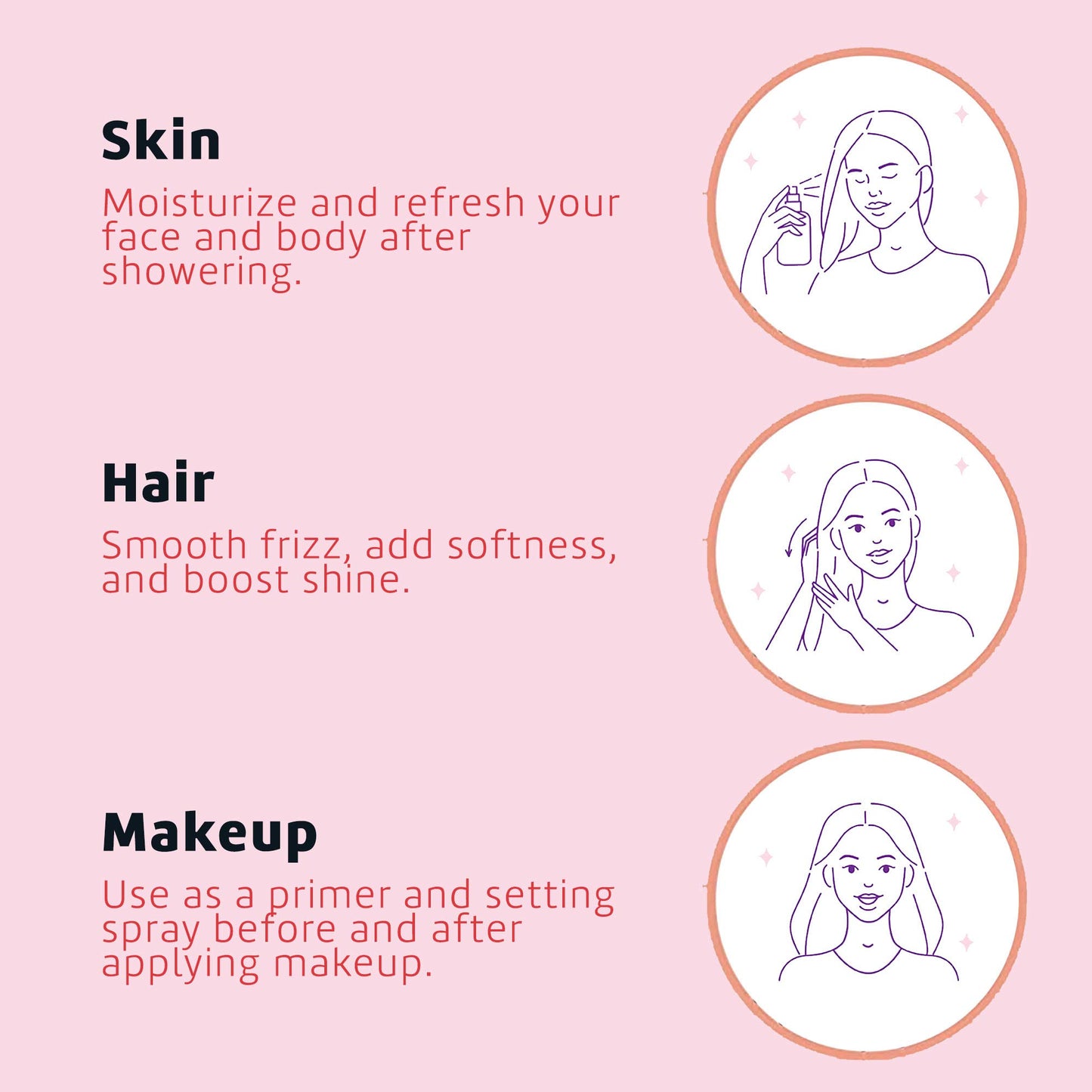 De La Cruz Rose Water and Glycerin Spray for Face - Rosewater Facial Toner and Moisturizer Mist for Skin and Hair 8 fl oz (236 mL)