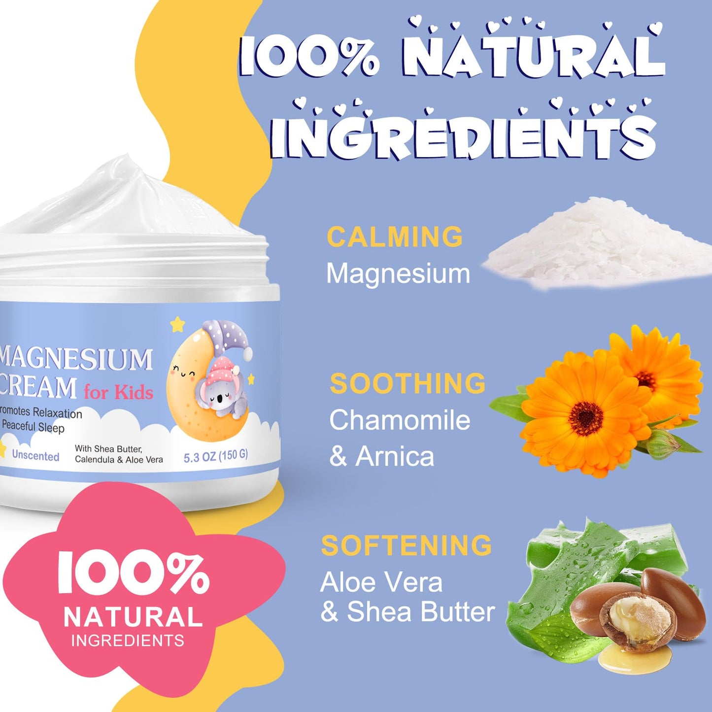 Magnesium Cream for Kids, 5.3 Fl Oz Magnesium Lotion for Sleep, Topical Body Lotion Apply to Feet, Legs, Arms or Joint, Easy to Absorb