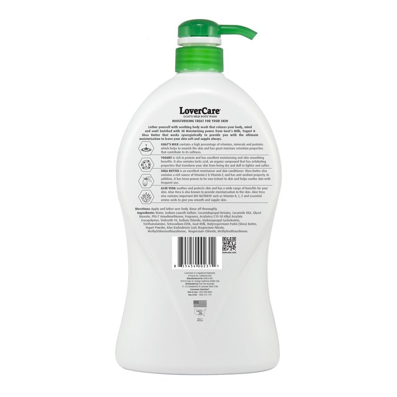 LoverCare Goat's Milk Moisturizing Body Wash Shower Cream Shower Gel Aloe Vera 40.7 Fl.Oz