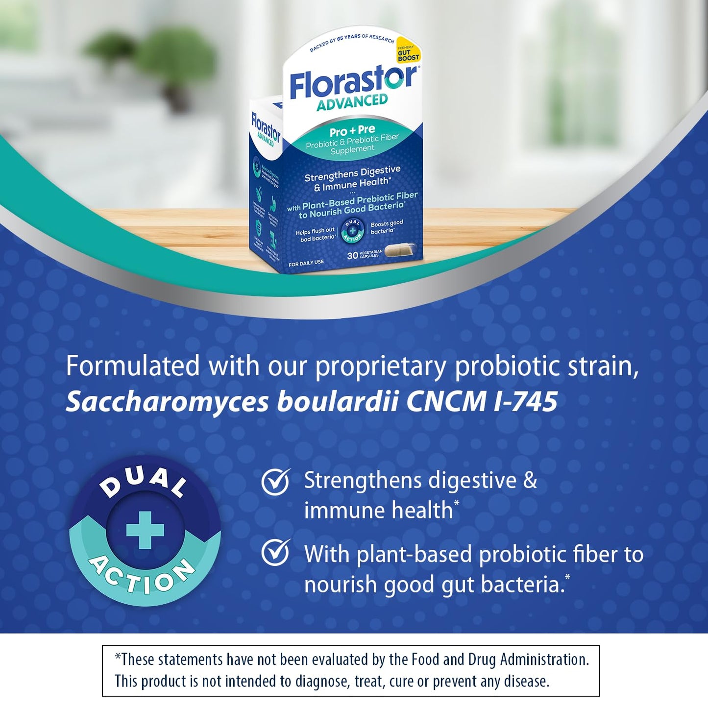 Florastor Advanced Pro+Pre Daily Probiotic and Prebiotic, 30 Capsules