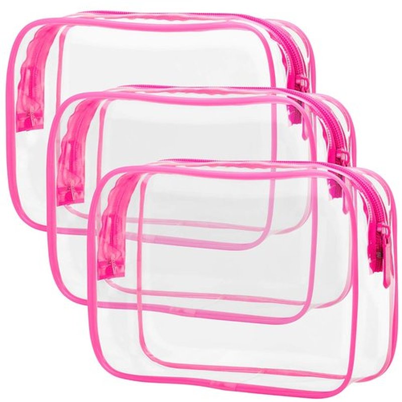 PACKISM TSA Approved Toiletry Bag - Peach Red Clear Makeup Bag, Suitable for Gifts, with Supporting Frame, Clear Toiletry Bag Perfect for Travel Essentials, Thick No Smell