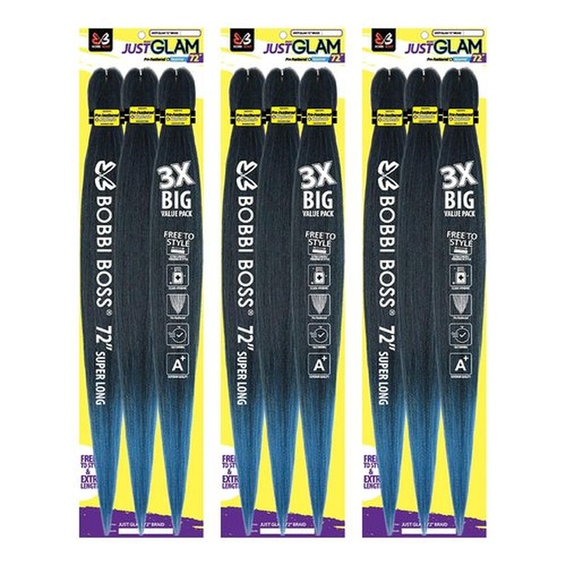 BOBBI BOSS Just Glam 3X Pre-Feathered Braid 72" (3-Pack, T1B/Bronze)